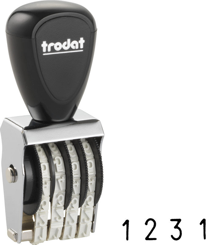 Trodat Motivstempel – Motiv: Zahlen, Metall, 18 × 5 mm, ohne Kissen