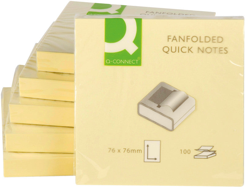 Q-Connect Haftnotizen – 76×76 mm – Gelb, 100 Blatt, Z-Faltung, FSC