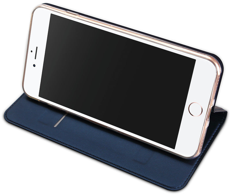 Dux Ducis Booklet-Hülle – für Apple iPhone 6–8 Plus – dunkelblau – Kunstleder – mit Kartenfach