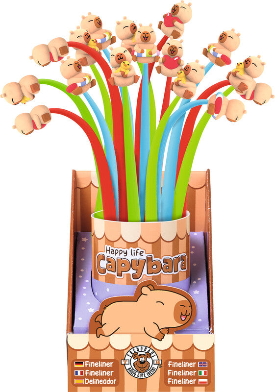Trendhaus Wackel-Capybara Happy Life Fineliner 0,5 mm – blau