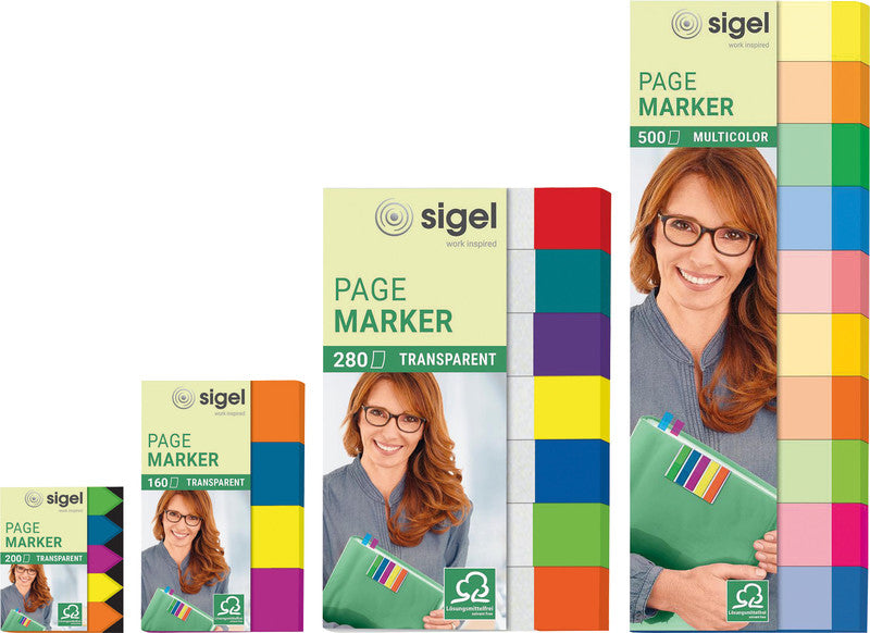Sigel Indexstreifen – 12×50 mm – sortiert, 7×40 Stück, recyclingfähig