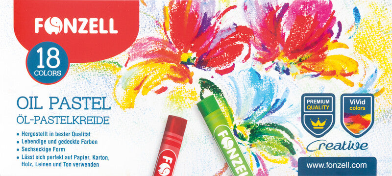Fonzell Ölpastelle – Set – 18 Farben, für dunkles Papier