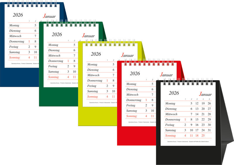 Novos Kalender-Einlage – 1 Monat/1 Seite, 12 × 14 cm, Jan–Dez 2027, PEFC