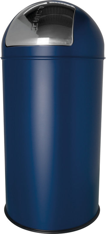 Helit Abfallcontainer – 50 l – mit Deckel – Stahl, Blau – Ø 360 × H 745 mm