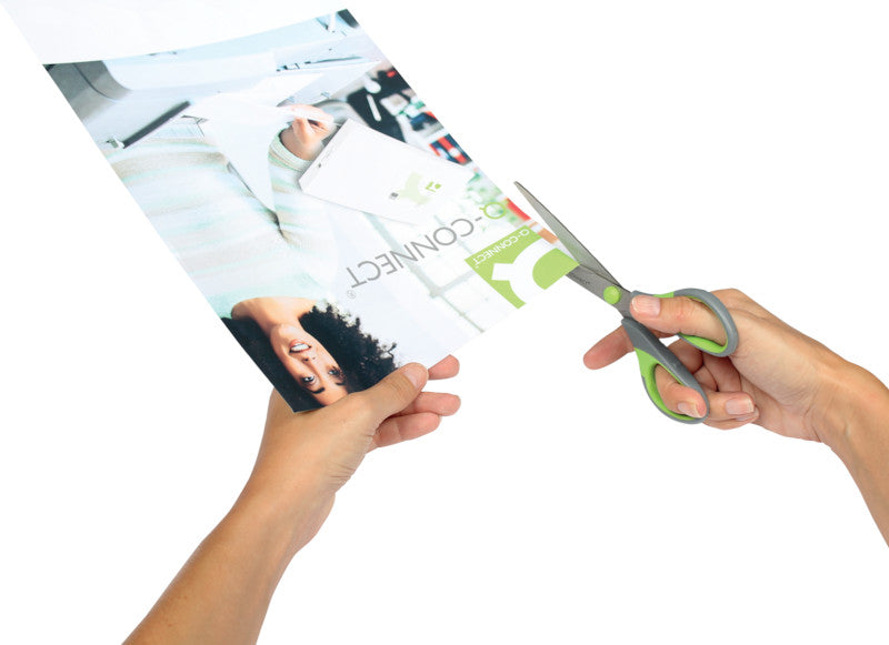Q-connect Universalschere – 17,5 cm, Edelstahl, für Rechts- und Linkshänder, spitz, Softgrip, Kunststoff, grün