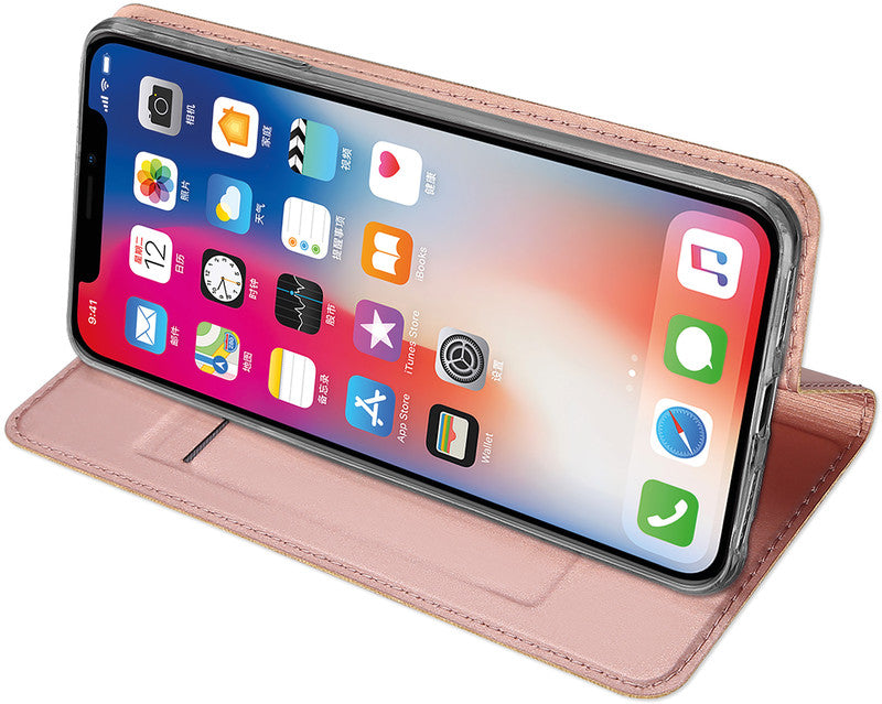 Dux Ducis Booklet-Hülle Skin Pro – für Apple iPhone X/XS – Roségold – Kunstleder – mit Kartenfach, Magnetverschluss