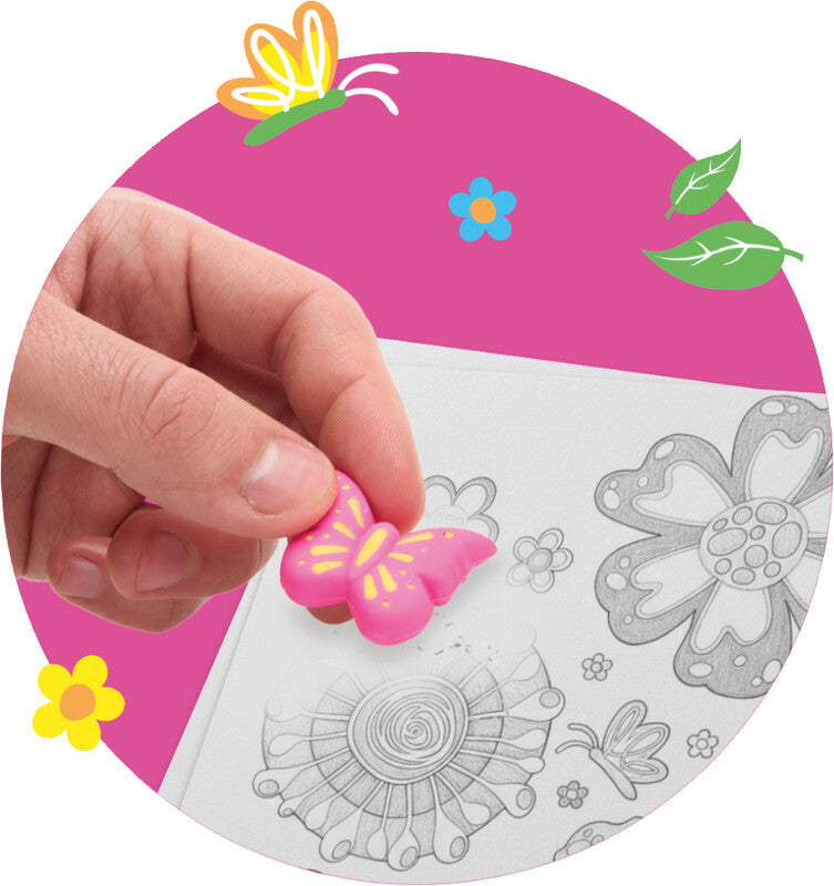 Trendhaus Motiv-Radiergummi Blume & Schmetterling – für Bleistifte, farbig sortiert, 2 Stk.