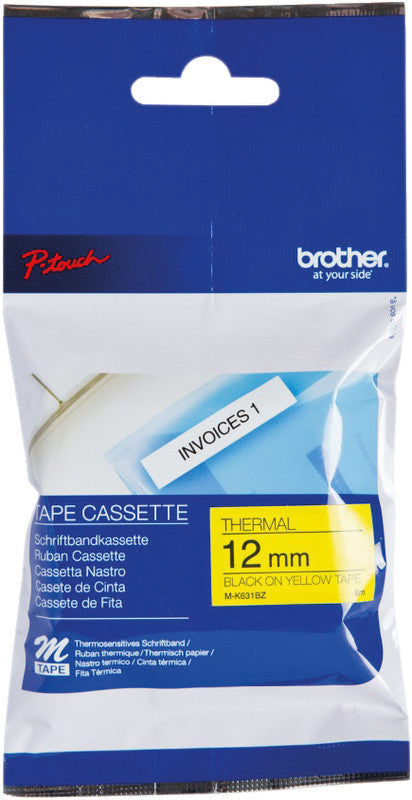 Brother Schriftband – 12 mm × 8 m, gelb, schwarz