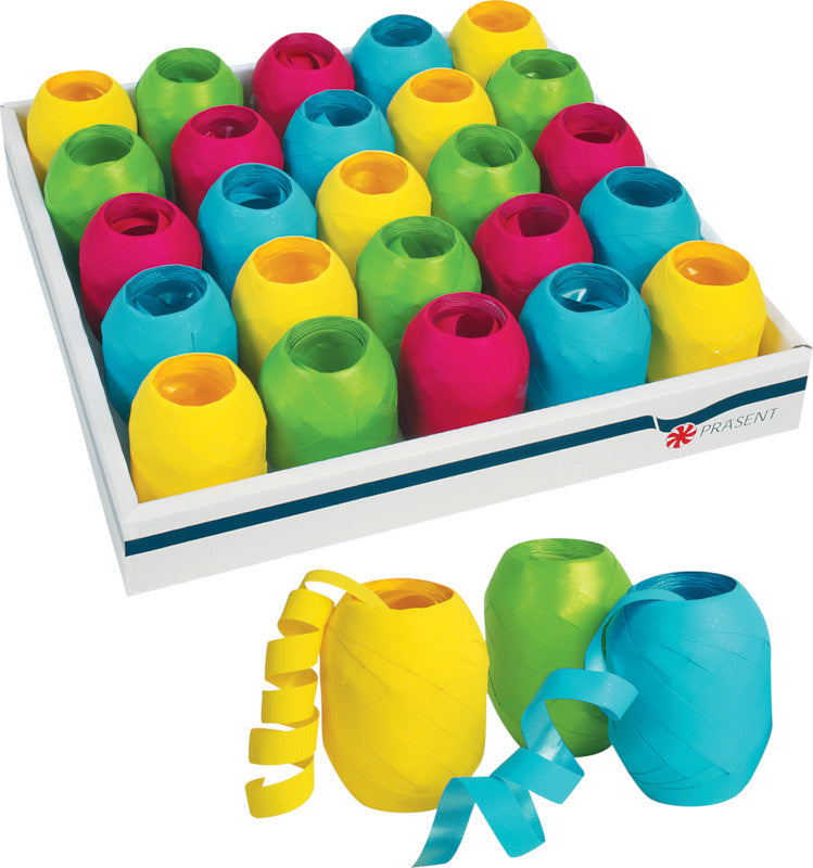 Präsent Geschenkband – Eiknäuel – Opak – 10 mm × 20 m – Kunststoff, sortiert