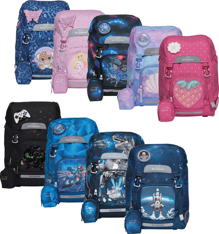 Beckmann Classic 1st – Schulrucksack, Blue Bunny, 22 l, 24×37×25 cm, für Laptop bis 15", mit Wendetasche