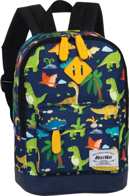 Bestway Kindergartenrucksack – Dinosaurier – Dunkelblau/Sonnengelb, 21 × 29 × 13 cm, 6 l