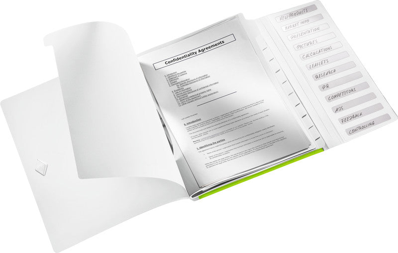 Leitz Fächermappe A4 – 12 Fächer, Gummiband, Polypropylen (PP), Grün, 3 Klappen, bis 200 Blatt