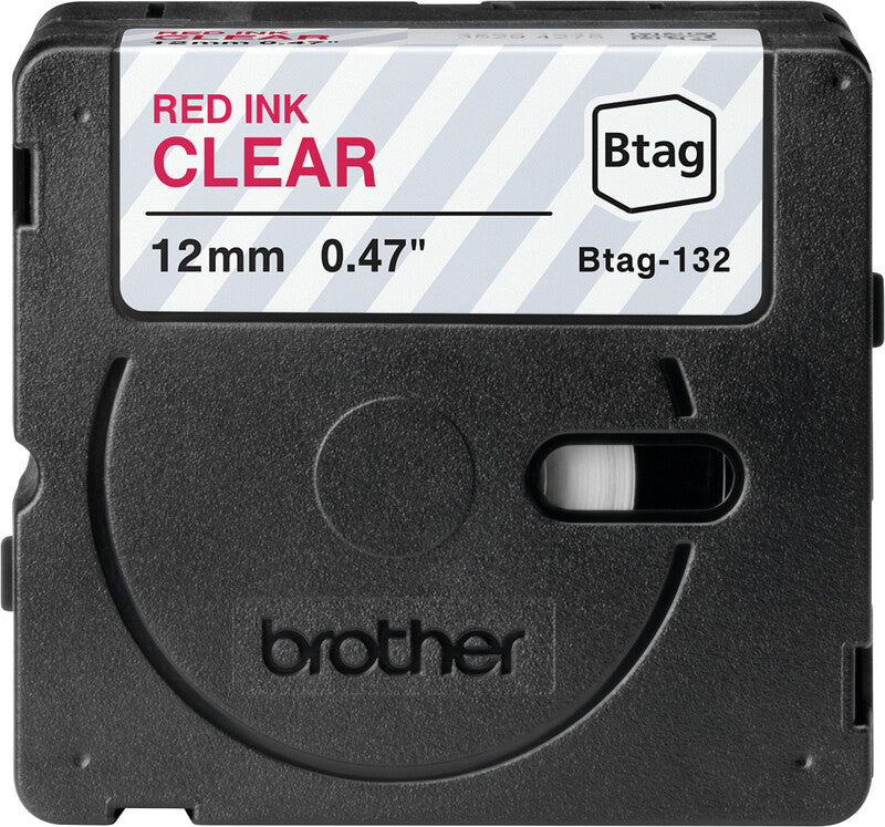 Brother Schriftband – 12 mm × 4 m, transparent, rot