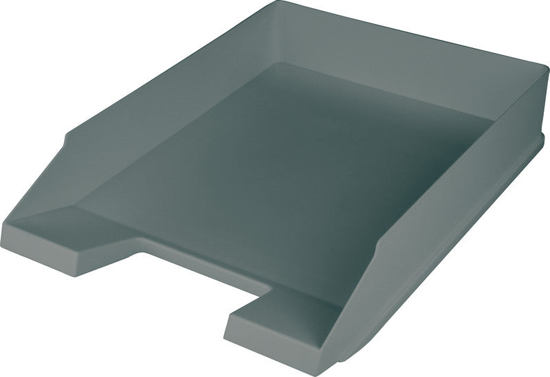 Helit Stapelbarer Briefkorb mit Griffausschnitt, Beschriftungsfeld, matt, grau, B 255 × H 67 × T 345 mm