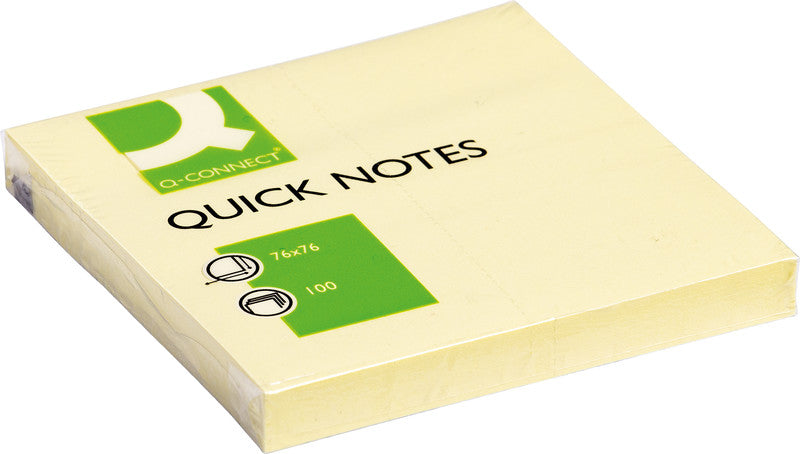 Q-Connect Haftnotizen – 76×76 mm – gelb, 100 Blatt, recyclingfähig