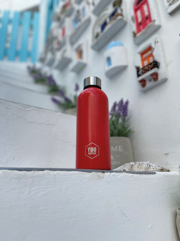 Youbottles Trinkflasche Dual – 5 dl – Edelstahl, isoliert, Schraubverschluss – Monochrome Rot
