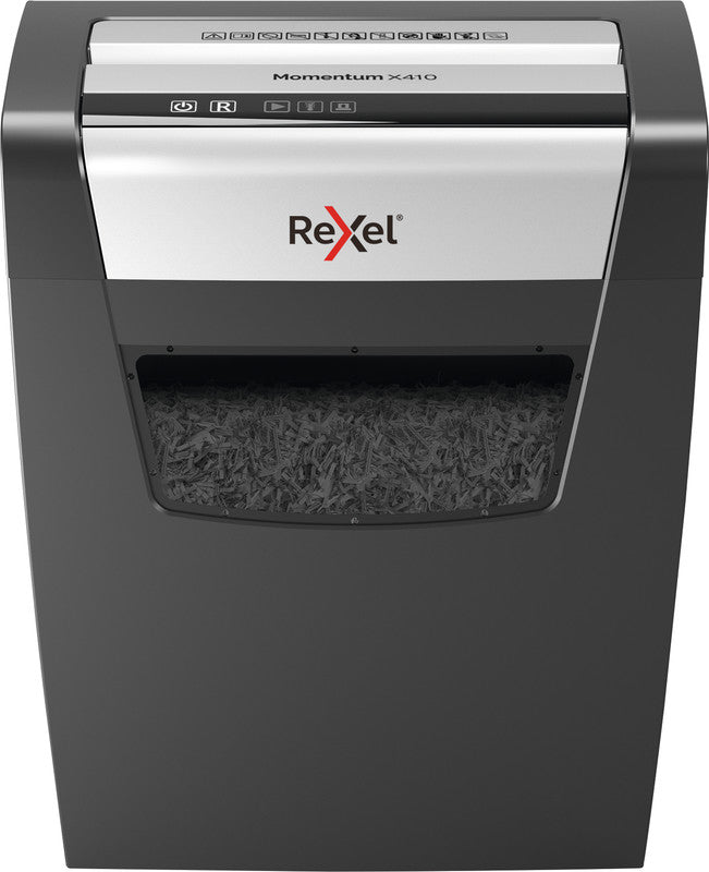 Rexel Momentum X410 – Aktenvernichter, DIN P-4, Partikelschnitt 4 × 28 mm, 10 Blatt, 23 l, A4