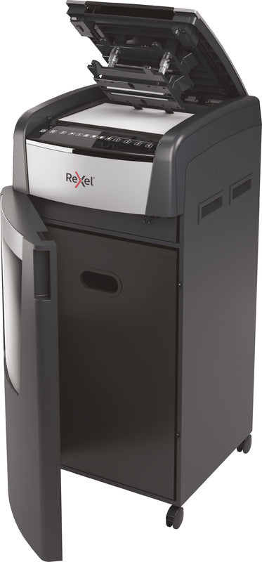 Rexel Optimum AutoFeed+ 600X – Aktenvernichter mit Autofeed 600 Blatt, DIN P-4, Partikelschnitt 4 × 36 mm, 15