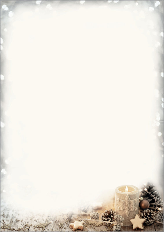 Sigel Motivpapier – A4, 90 g/m², Motiv Beige Weihnachtskerze – für Inkjet/Laser/Kopierer – FSC – 25 Blatt