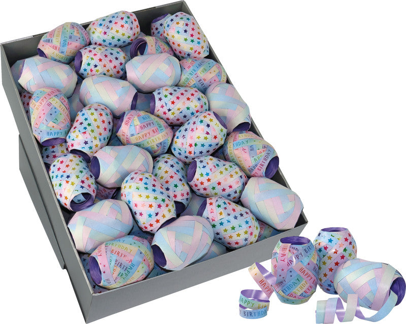 Präsent Geschenkband Knäuel – Rainbow – Kunststoff, sortiert – 10 mm × 20 m