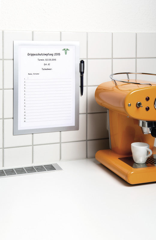 Durable DURAFRAME Note Magnetrahmen – A4 – silber metallic