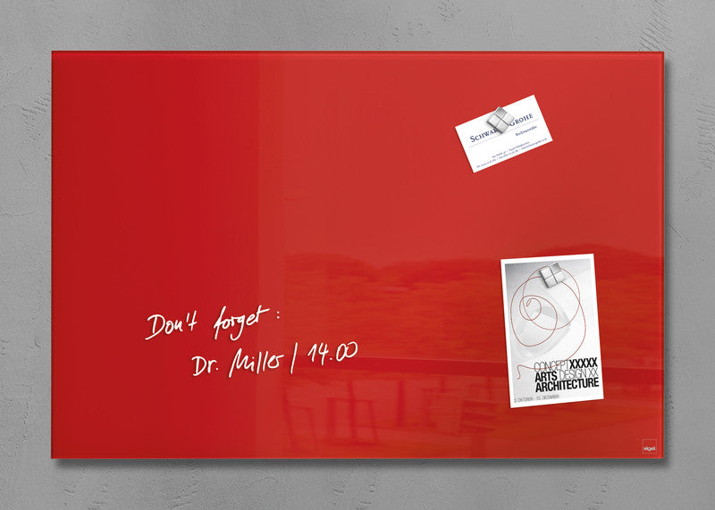 Sigel Whiteboard – 60 × 40 cm, Glas, magnetisch, Wandmontage, inkl. SuperDym Magnetwürfel, Montagesatz