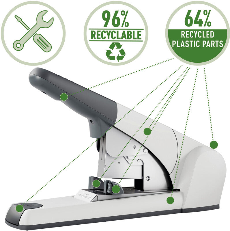Leitz 5553 – Hefter, 120 Blatt, für 23/15XL, Flat-Clinch, verstellbarer Papieranschlag, Einlegetiefe 56 mm