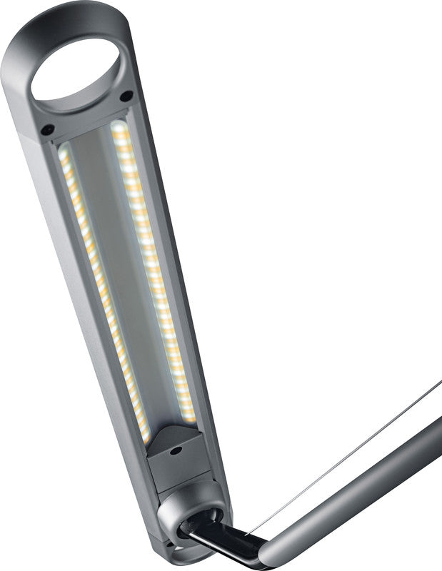 Hansa Tischleuchte LED – Qi & USB, dimmbar – 2’900–6’000 K – 780 lm 12 W – silber