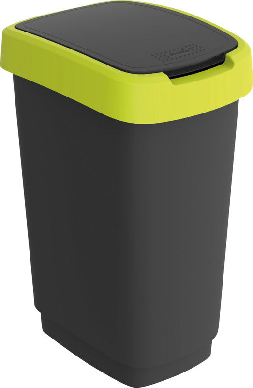 Rotho Abfallcontainer – 25 l – mit Deckel – Kunststoff, Limettengrün – B × H × T 252 × 476 × 333 mm
