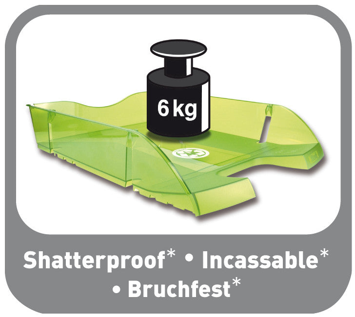 Helit Briefkorb – mit Beschriftungsfeld, glänzend, hellgrün transparent, B 275 × H 66 × T 355 mm