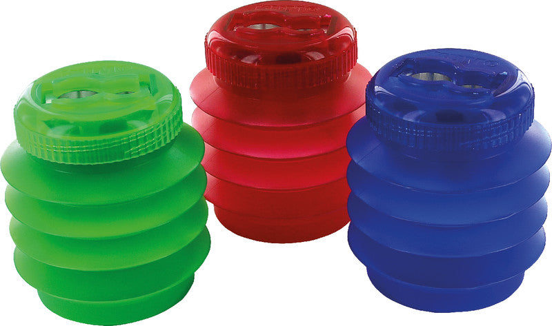 Kum Spitzer – manuell, 2-Loch, mit Behälter, für Blei- und Buntstifte Ø 8 und 11 mm, Kunststoff, assortiert