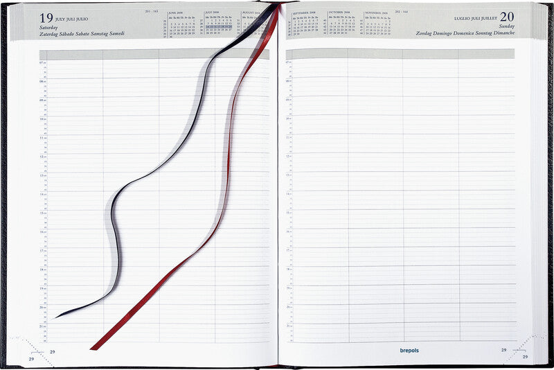 Brepols Bremax 1 Agenda – 1 Tag/Seite, gebunden, 21,0 × 29,0 cm, 2026, 1/4‑h‑Takt, schwarz, FSC