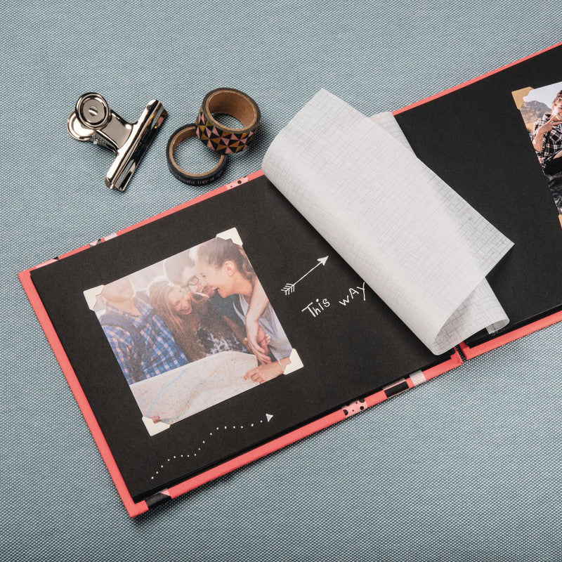 Hama Fotoalbum – für 280 × 240 mm, Flamingo, mit Spiralbindung, mit Pergaminzwischenblättern, Papier