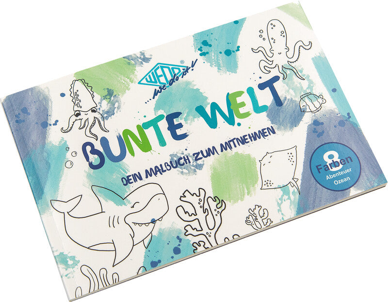 Wedo Bunte Welt Malbuch – 21 × 14 cm – perforiert, inkl. Wasserpinsel
