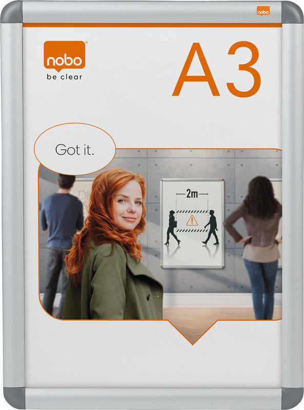 Nobo Plakatrahmen – 341 × 468 mm, silber, Metall, für A3
