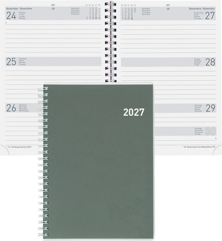 Biella Dispo Term Agenda – 1 Woche/2 Seiten, Spiralbindung, 14,5 × 20,5 cm, 2026, mehrsprachig, FSC