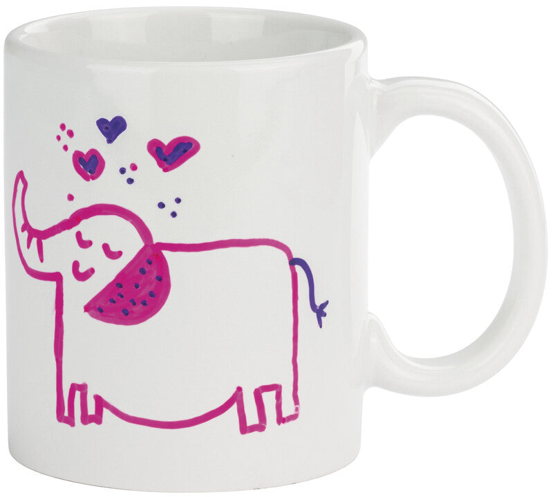 Marabu KiDS – Tassen-Malset MIA – 8 × 8 × 9,5 cm – 1 Tasse, 2 Porzellan- & Glasmalstifte 1–3 mm