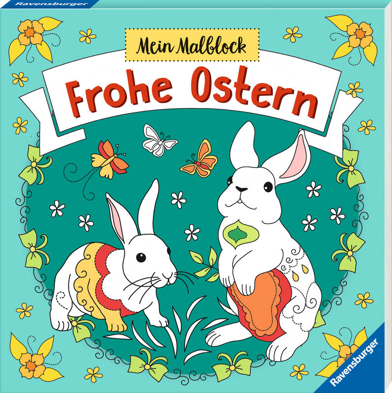 Ravensburger Frohe Ostern Malblock, Papier, 22 × 22 cm, Mehrfarbig, ab 6 Jahren