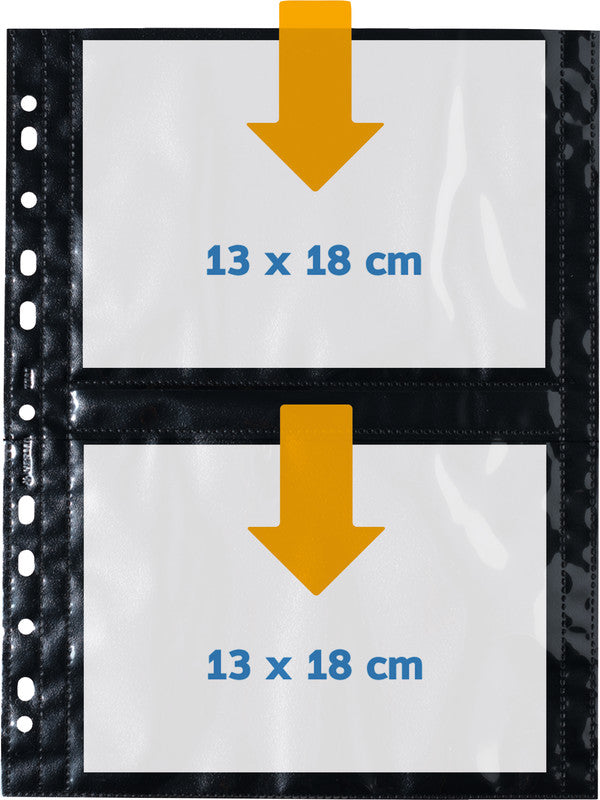 HERMA Fotophan Sichtmappe 13×18 cm quer – 40 Hüllen, Schwarz, Kunststoff, Glänzend, 10er-Pack