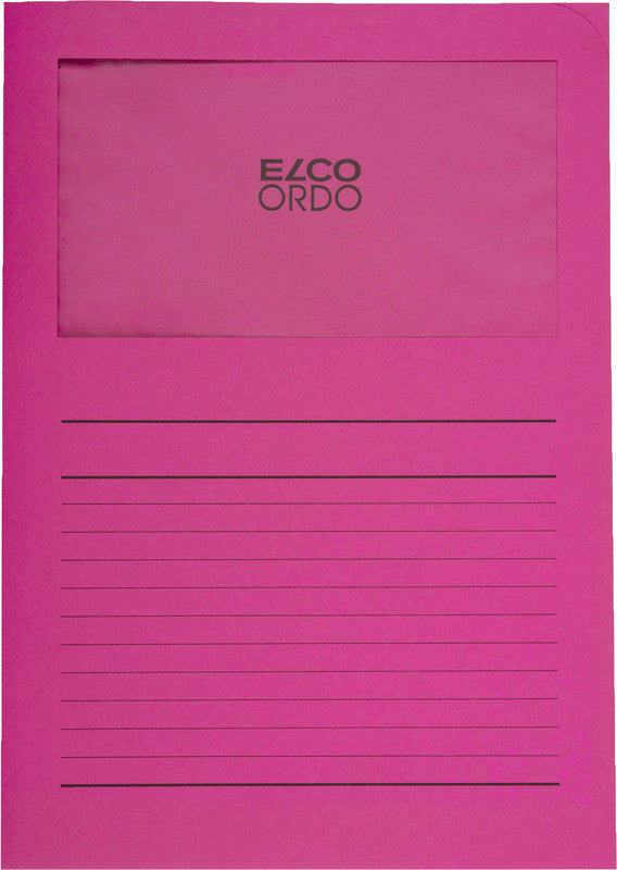 Elco Sichtmappe A4 – Fuchsia, Papier, Sichtfenster, Beschriftungsvordruck, 10er-Pack