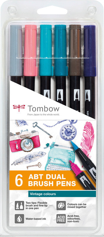 Tombow Brush Pen ABT Dual Brush Pen, auswaschbar, 6 Stk.