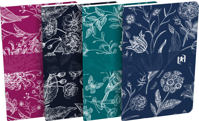 Elba Notizheft, liniert, Klammerheftung, Karton, 60 Seiten, 90 g/m² – sortiert (blau, grün, schwarz, pink)