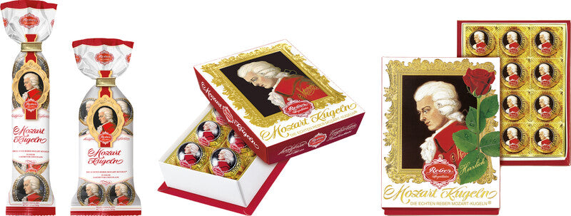 Reber Barock Pralinés Mozart-Kugeln – Pistazie, Dunkel/Milch, einzeln verpackt, 12 × 20 g (240 g)