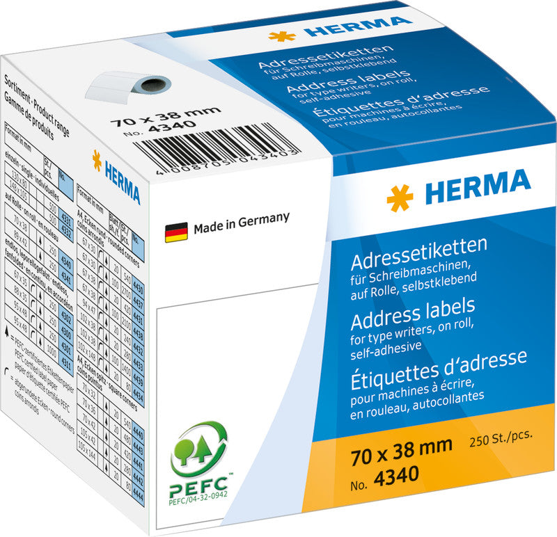 HERMA Adressetiketten, Lift-off-Qualität – für Schreibmaschinen – 250er-Pack