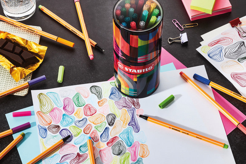 STABILO Point 88 Metalldose Arty Fineliner – 45er-Set 0,4 mm – 45 Farben, sortiert