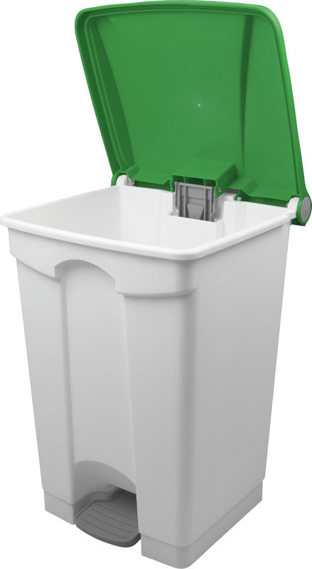 Helit Abfallcontainer – 45 l – mit Deckel, Kunststoff, weiss – B × H × T 410 × 600 × 400 mm