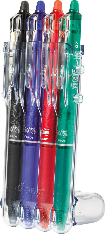 Pilot FriXion Clicker Set2Go – radierbares Tintenroller-Set, 0,7 mm, rot/blau/grün u. a., 4er Etui