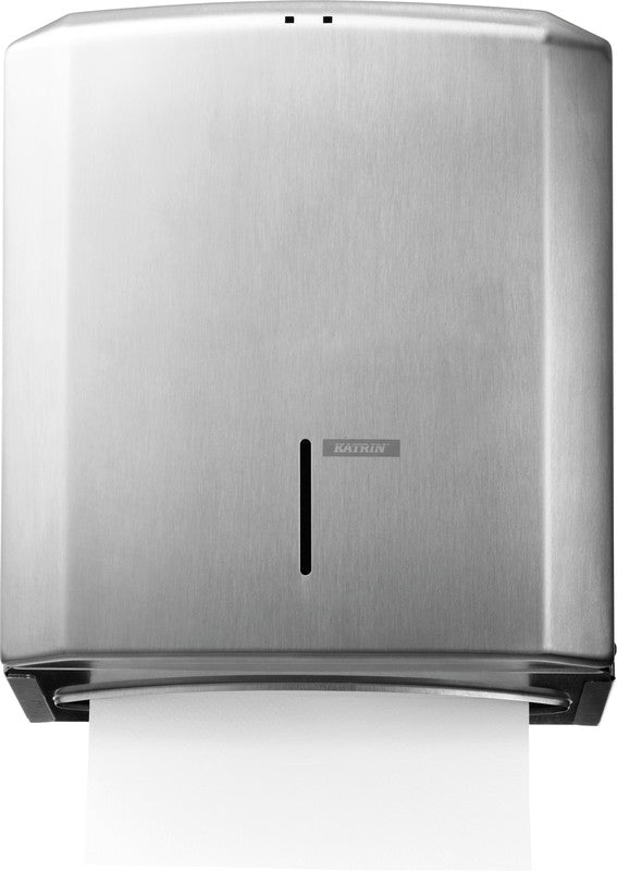 Katrin Falthandtuchspender Edelstahl Silber – für Falthandtücher bis 260 mm – 275 × 330 × 132 mm