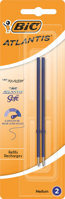 BIC Kugelschreiber-Minen für Atlantis, Soft Feel Clic Grip und andere BIC Kugelschreiber – geruchsarm, 2 Stück