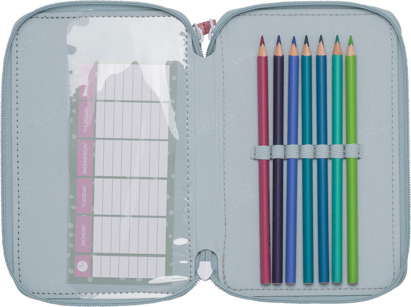 Beckmann Classic 1st Triple Etui, gefüllt, 27-teilig – Forest Deer Dusty Mint – Kunststoff – 13 × 20,5 × 7 cm